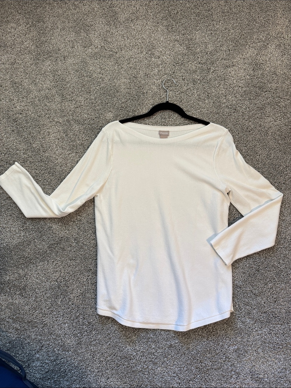 Chico's White Boatneck Long sleeve sweater